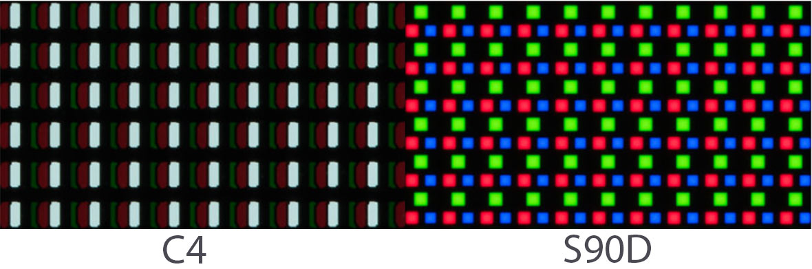 مقایسه پیکسل های تلویزیون ال جی 55C4 و سامسونگ 55S90D