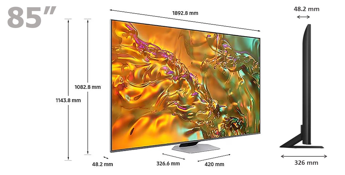 ابعاد تلویزیون 85Q80D