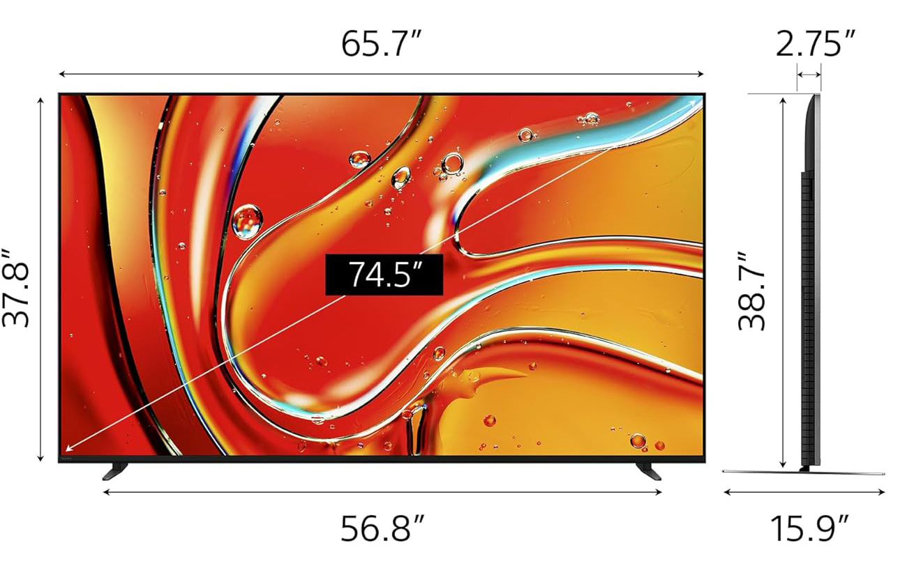 ابعاد تلویزیون 75XR70